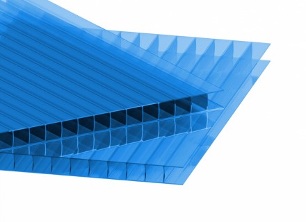 Сотовый поликарбонат толщина 4 мм, синий (СТАНДАРТ)