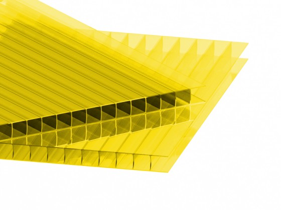 Сотовый поликарбонат толщина 8 мм, желтый (УСИЛЕННЫЙ)