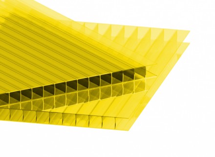 Сотовый поликарбонат толщина 8 мм, желтый (УСИЛЕННЫЙ)