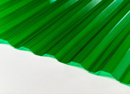 Профилированный поликарбонат Borrex толщина 1,3 мм, зеленый прозрачный